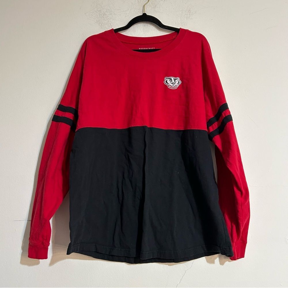 Wisconsin Badgers Boxercraft Colorblock Long Sleeve Spirit Jersey Size XL